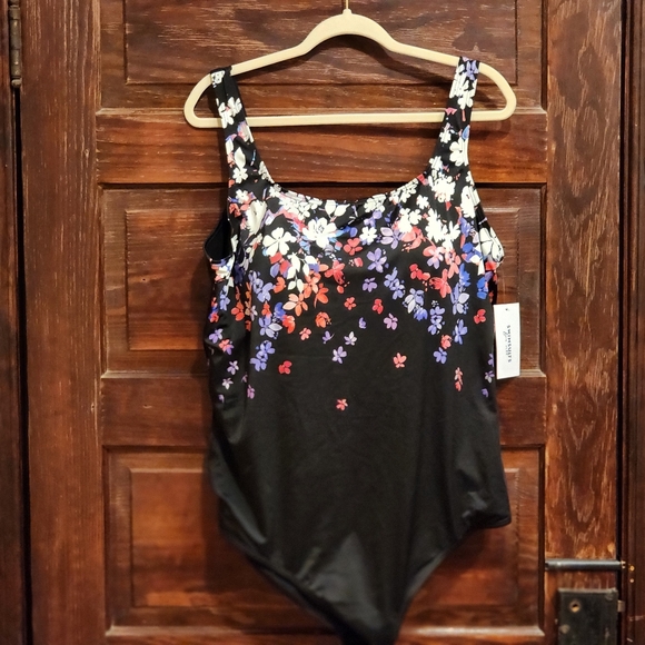 SWIMSUITS FOR ALL Floral Black One-Piece Tank Style Swimsuit - Plus Size 26 NWT - Picture 11 of 13
